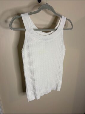 JEANNE PIERRE White Cable Knit Tank #1066
